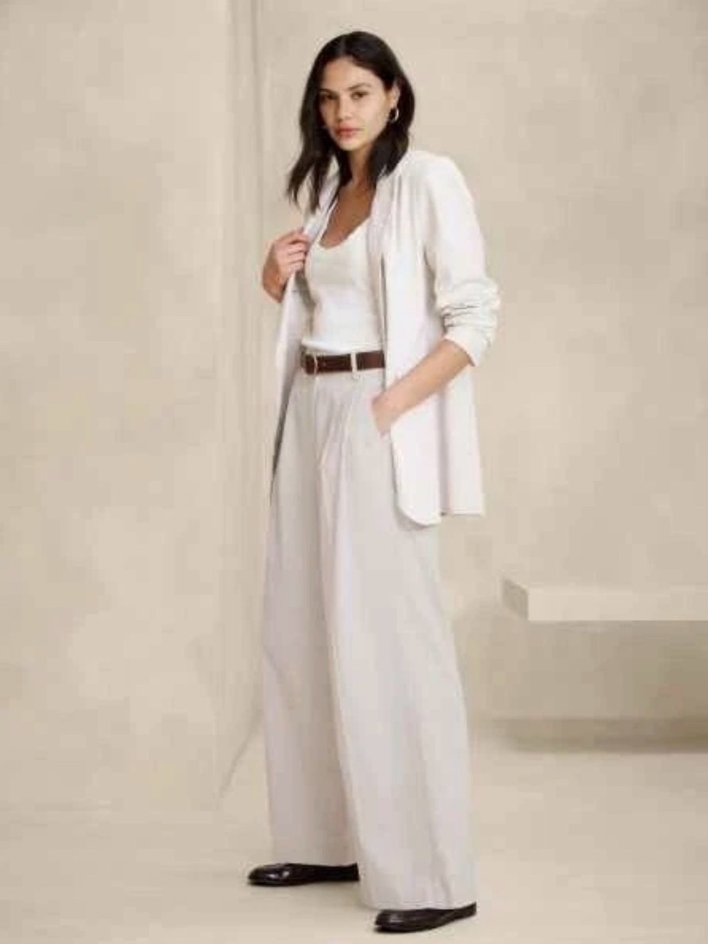 Banana Republic Linen Wide Leg Trousers in Flax NWT